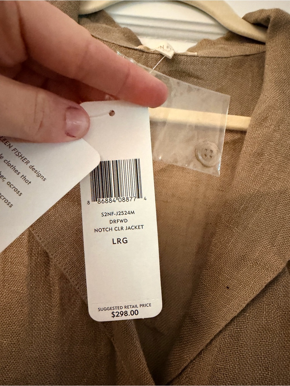 Eileen Fisher Women's Taupe Linen-Gauze Button-Front Shirt Dress - Picture 3 of 6